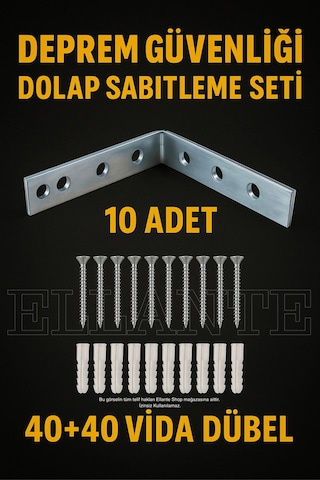 Deprem Güvenliği Dolap Sabitleme Seti 7.5 Cm Uzunluk 2 Cm Genişlik Eşya Duvara Sabitleyici Aparatı Çok Renkli