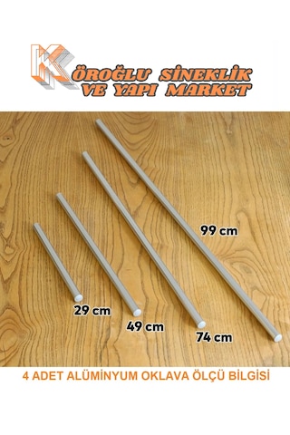 4'lü Masterchef Alüminyum Paslanmaz 30-50-75-100 Cm Oklava Seti
