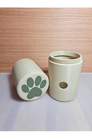 Buradabulabilirsin 3d Baskı Köpek Ödül Mama Dağıtıcı Yuvarlanan Silindir Zeka Oyuncağı Pati Desenli - Bej Bbz