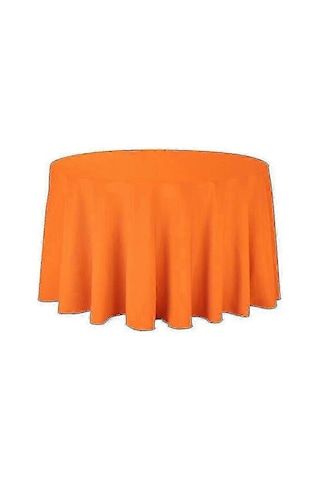 Düğün İçin Düz Renk Masa Örtüsü Yuvarlak Polyester Dayanıklı Masa Örtüsü Çap 140cm Turuncu Diğer