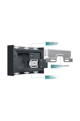 Braytron 3 Renk Modlu İç-dış Mekan Led Duvar Armatürü 3cct Bg38-03382 Haiti Aplik Siyah