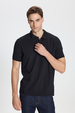 George Henry Çekmeyen Pamuklu Kumaş Slim Fit Dar Kesim Kıvrılmaz Polo Yaka Tişört Sıyah-sıyah Siyah