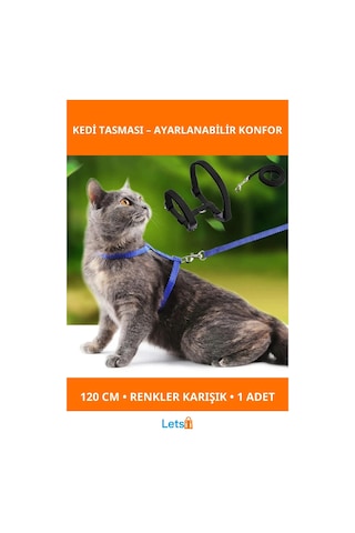 Ayarlanabilir Renkli Kedi Tasması 120cm