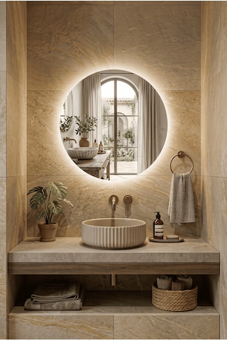 Robin Home Led'li Ayna Dresuar Banyo Lavabo Hol Antre Aynası 60cm Çap Gün Işığı