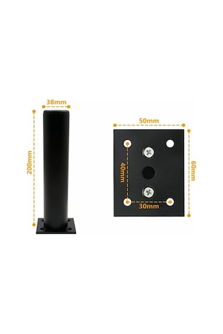 Novahub Yedek Mobilya Ayakları Seti - Siyah Ayarlanabilir Metal Masa Ayakları 20cm Kanepe Dolapları Yatak İçin Vidalar İle -