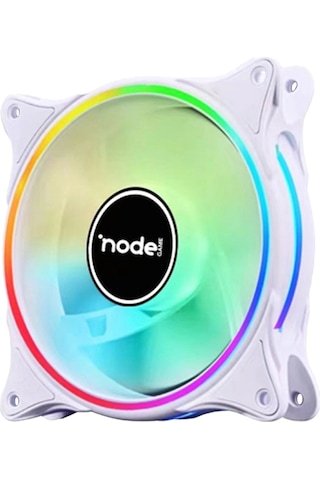 Node Game 120mm Gökkuşağı Rbw Led Fan - Performans Seri Sessiz Kasa Egzoz Fanı Beyaz