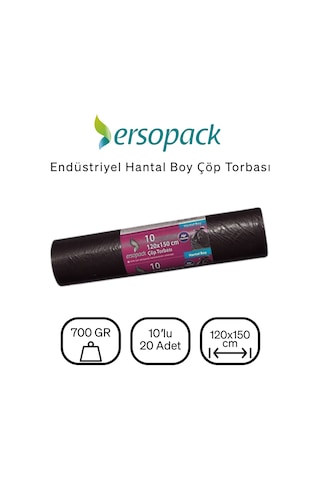 Ersopack Endüstriyel 120X150Cm Çöp Torbası 1 Koli 10 Adet Rulo