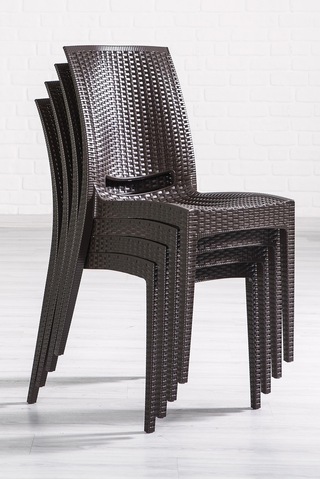 6 Adet Rattan Kahve Sandalye / Balkon-bahçe-teras Kahverengi