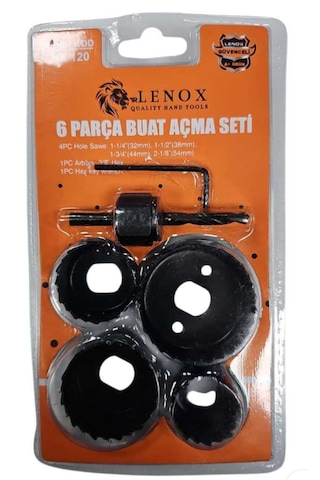 Lenox 6 Parça Buat Delik Açma Seti 32 Mm 38 Mm 44 Mm 54 Mm
