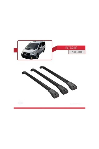 Fiat Scudo 2006-2016 Arası İle Uyumlu Ace-1 Ara Atkı Tavan Barı Siyah 3 Adet Bar