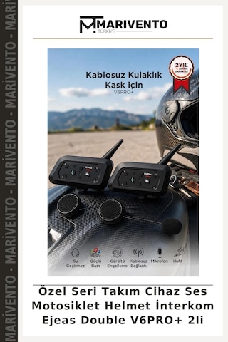 Özel Seri Takım Cihaz Ses Motosiklet Helmet İnterkom Ejeas Double V6pro+ 2li