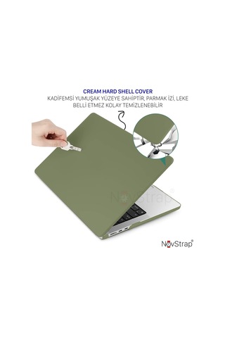 NovStrap Apple Uyumlu MacBook Air M1 Çip A2337 A1932 A2179 13.3" Kılıf Cream Hard Shell Rubber Kapak