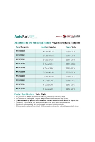 Mercedes A Class W176 İçin Mazot Geri Dönüş Hortumu-euro 5- Uzun