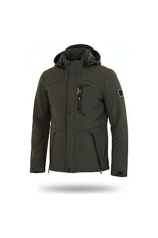 Mero Life Içi Kürklü Kapüşonlu Su Ve Rüzgar Geçirmez Softshell Erkek Mont Haki