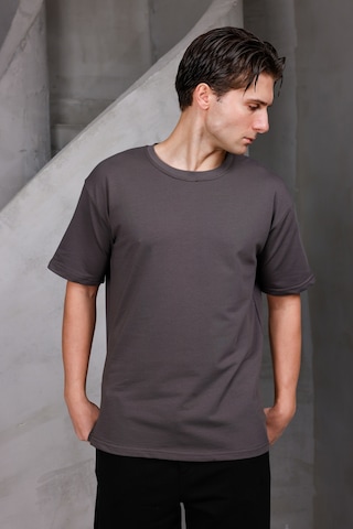 Erkek Basic Oversize Bisiklet Yaka 2 İki İplik Kompakt T-shirt Kahverengi