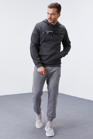Tommy Life Antrasit Melanj Kanguru Cep Standart Kalıp Kapüşonlu Erkek Sweatshirt - 87883 Antrasit Melanj