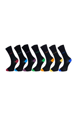 7'li Unısex Haftanın Günleri İşlemeli Esnek Nem Alabilen Pamuklu Spor Soket Çoraplar Çok Renkli