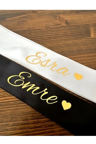 Gelin Damat Isimli Tören Takı Kurdelesi 2 Adet B-53