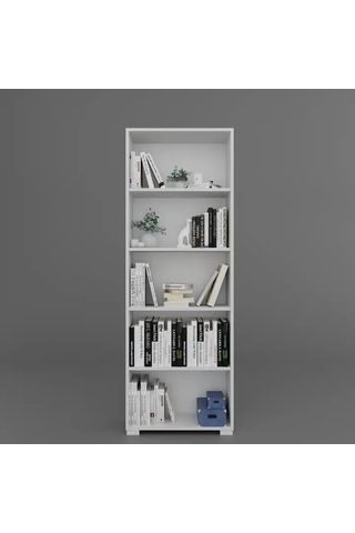 Lucas Serisi Mat Beyaz 5 Raflı Kitaplık Beyaz