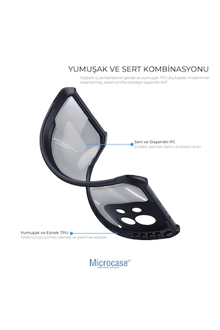 Microcase Poco X8 Pro Max 5g İle Uyumlu Airbag Serisi Darbeye Dayanıklı Korumalı Kılıf - Al3370 Şeffaf - Siyah Renk