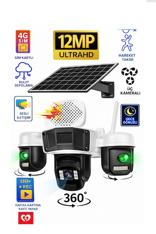 4g Solar Panelli 3 Kameralı Güvenlik Kamerası