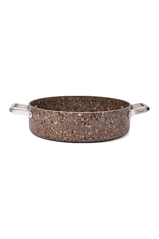 Brioni Stone-age Terra 28 Cm Çizilmez Yanmaz Yapışmaz İndüksiyonlu Basık Tencere Kahverengi