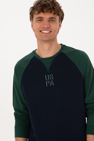 U.S. Polo Assn. Erkek Bisiklet Yaka Regular Fit Koyu Yeşil İnce Sweatshirt 50315420-VR079