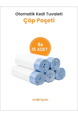 Smartpaw Otomatik Kedi Tuvaleti Çöp Poşeti 15'li - 5 Rulo X 15 Adet