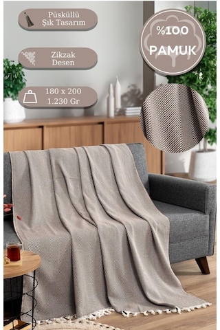 Battaniye Pamuk Miren 180x200 Cm Kahve