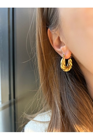 Vintage Burgu Halka Çelik Küpe