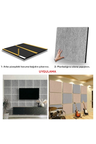 Tink Kendinden Yapışkanlı Akustik Ses Ve Isı Yalıtım Paneli Keçe Dekota Duvar Kağıdı Desenli Açık Gri 49x49 Cm