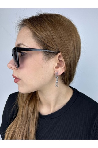 Tiff Model, Sallantılı Paslanmaz Çelik Küpe 6, Gümüş Renk Gümüş