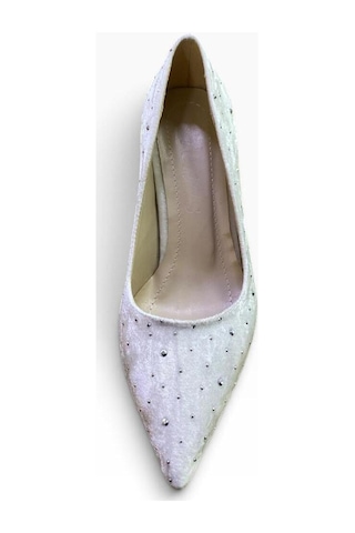 By Doğanrenas Kadın İnce Topuklu Süet Taşlı Stiletto Gri - 942598030 Gri