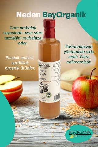 Beyorganik Pestisit Analizli Organik Elma Sirkesi 500 ML