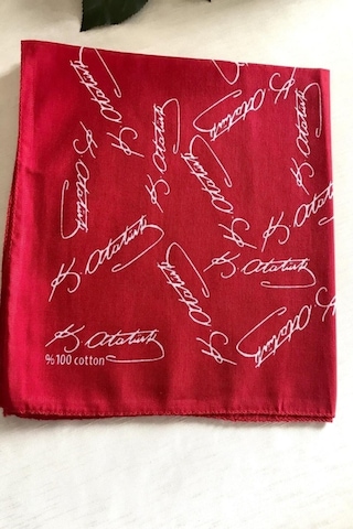 Refox Atatürk Imzalı Kırmızı Renk Unisex %100 Cotton Bandana Fular Çok Renkli