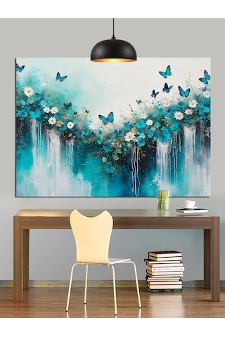 Kelebekler Su Yansıma Sanat Dekoratif Kanvas - Mdf Ahşap Tablo