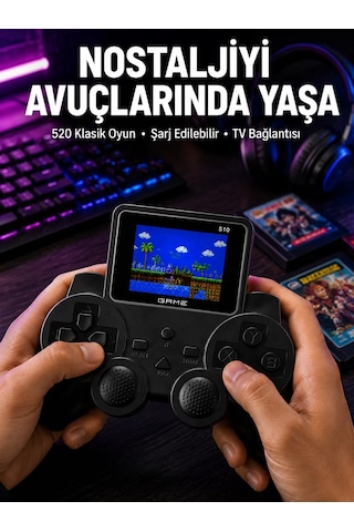 Northcity Şarjlı Retro Gamepad Oyun Konsolu: 520 Oyunlu Tv Çıkışlı El Konsolu - Eski Günleri Hatırla