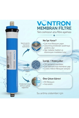 Kapalı Kasa İki Tarafı Quick 5 Li Filtre Seti Nsf Ve Wras Belgeli Vontron Membranlı Set