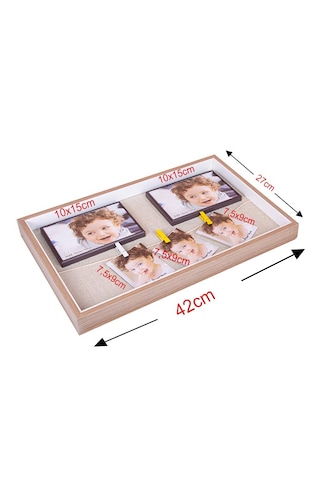 Ahşap İpli Mandallı Fotoğraf Çerçeve – 27 × 42 cm | Kişiye Özel Fotoğraf Baskısı Dahil