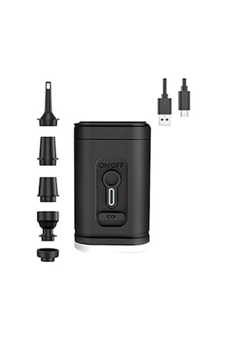 Kamp İçin Işıklı Elektrikli Hava Pompası Şişirme/söndürme Pompaları -a Siyah