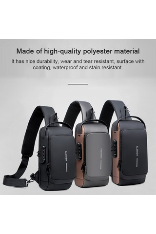 Sırt Çantası, Hırsızlığa Karşı Koruma, Omuz Göğüs Çantası, Günlük Yürüyüş Sırt Çantası, Su Geçirmez, Erkekler Ve Kadınlar İçin Usb Şarj Portlu Gri - Kahverengi