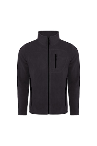 Genius Store Tam Fermuarlı 3 Cepli Outdoor Tactical Flecee Erkek Polar Ceket - Koyu Füme