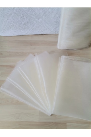 5 Adet Ekru 100x300 Kristal Tül Düğün Bohça Süsü Nikah Bohça Süsü Nişan Bohça Süsleme Tülü