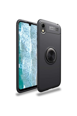 Huawei Y5 2019 Kılıf Yüzüğü Stant Ve Araç Tutucu Olabilen Şık Esnek Premium Silikon Kapak Ryc/ravel Siyah