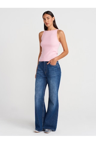 Dilvin 21048 Halter Yaka Top-toz Pembe Toz Pembe