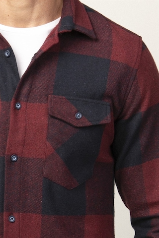 Tudors Slim Fit Kışlık Oduncu Ekoseli Tek Cep Kapaklı Erkek Gömlek-26363 Çok Renkli