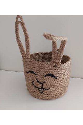 Hasır Sepet Tavşan 18x13 cm