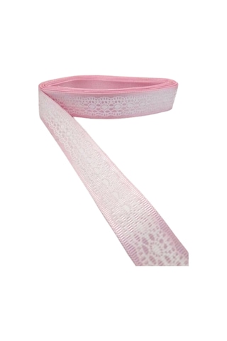 Tafta Dantel Görünümlü Kurdele Pembe 25 Mm 5 Metre