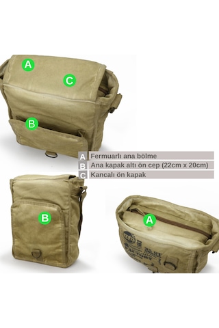 Old Cotton Cargo 8184 Camel Krem Salaş Kanvas Postacı Çantası Camel