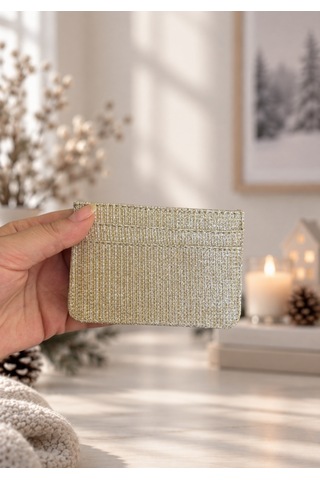 Elpida Bags Kadın Işıltılı Dokulu Kartlık Altın